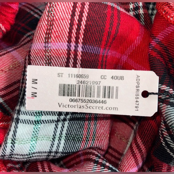 Victoria Secret Red Plaid Pajama Pants-Size Medium-Drawstring-Pockets - Picture 3 of 4